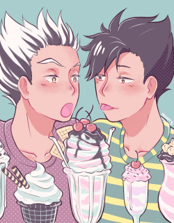 navory:  Bokuroo + Ice Cream for @suqahina!! i had to go and grab some food in the middle of drawing this 