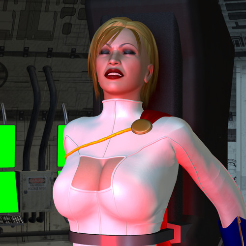 Some more 3D Poser art of me as Power Girl, as the prolonged electrotorture begins to take its toll 