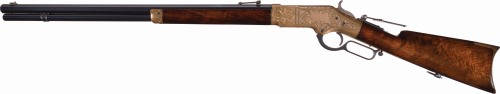 peashooter85: Engraved Winchester Model 1866 lever action rifle from Rock Island Auctions 