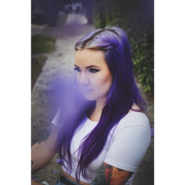 marcelinesuicide:  @morgannewton just sent me this from today 😍💕☺️ #purplehair
