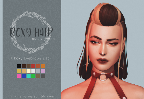 ms-marysims:Roxy Hair + eyebrowsRoxy Hair:+ 18 EA-colors+ compatible with hats+ specular and normal 