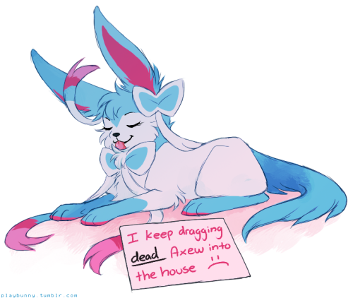 so pokeshaming is a thing i like imagining Sylveon as very cat-like, so imagine it having feline behaviors such as it leaving dead little “gifts” for its trainer :3c