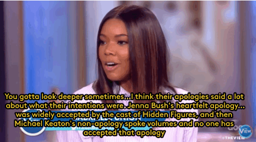 weareblackroyalty:  christel-thoughts: refinery29:  Gabrielle Union just called out Michael Keaton’s complete non-apology for the “Hidden Fences” flub at the Golden Globes Gabrielle Union isn’t about to sit down and let Hollywood’s elite disrespect