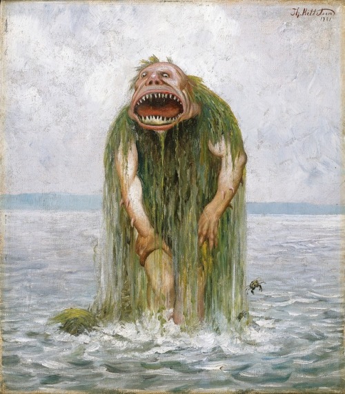 The Water Troll Who Eats Only Young Girls (1881).Norwegian illustrator, Theodor Kittelsen (1857-1914