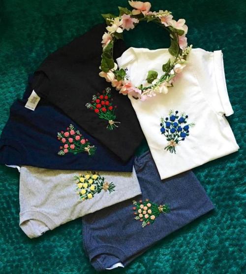 Spring Rose Flower T-Shirt //maxembroiders