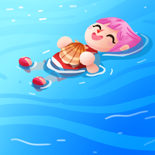 swimming in animal crossing is so refreshing.diving for a daily scallop is cutie cat’s new rou