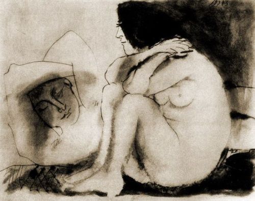 Pablo Picasso - &ldquo;Sleeping man and woman sitting&rdquo;. 1943