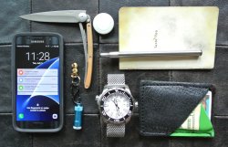 everydaycarry:  submitted by Peter Quale Deejo Linerlock Juniper 37Gram Knife TeaSource Tasting notes journal LAMY Logo Ballpoint Pen, Brushed Stainless Steel (L206) Zeno Army Divers 300 Ref. 485 A-SV TreadLightGear Wallet Samsung Galaxy S7 eGear PICO