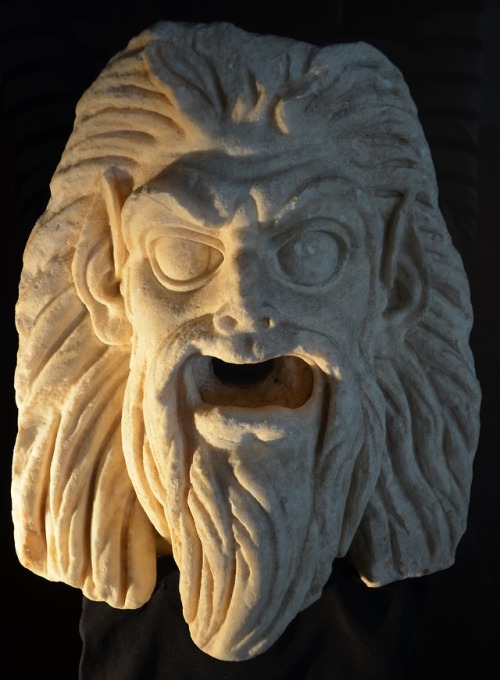 andrewsillustrating:lionofchaeronea:Marble mask of a satyr.  Artist unknown; 1st cent. CE.  Found at
