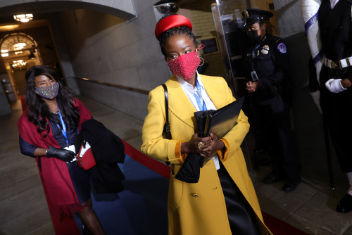 nprbooks:Image: Win McNamee/Getty ImagesPoet Amanda Gorman arrives for today’s Inauguration Day cere