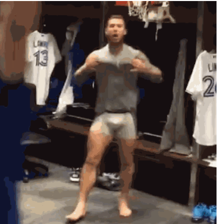 hairyathletes: notdbd:  Brett Lawrie in the clubhouse, slam dunking and dancing with a bulge in his underwear.  (And being playful at other times as well.)  Brett Lawrie VPL  So far waaaay off topic but I have a feeling my followers would enjoy that