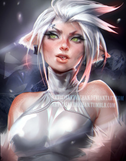 sakimichan:  Freckled snow kitten painting painted for this winter !❆Process steps(released !)❆High res ( Released!)❆PSDavailable ► http://www.patreon.com/creation?hid=1320683&amp;rf=371321 ◄  Happy winter everyone ! 