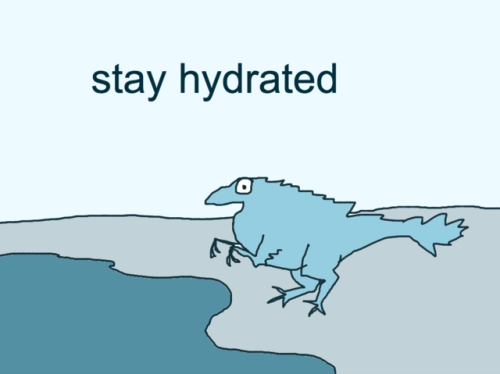 shittydinosaurdrawings:I was going to draw a dinosaur drinking a glass of water, but this is more pr