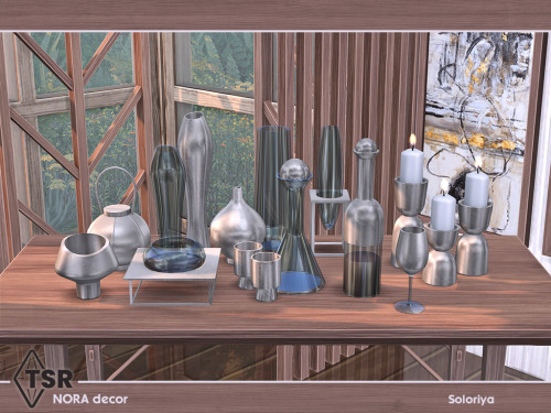 soloriya:***Nora Decor*** Sims 4 Includes 10 objects: bottle, decanter, lantern, functional candles,