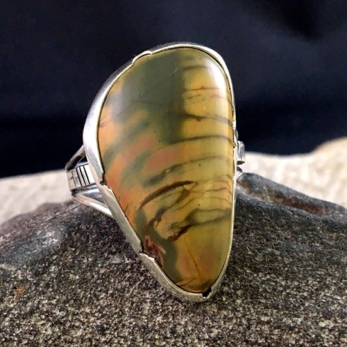 A very unique Cherry Creek Jasper Cabochon set in Sterling Silver by The Submissive Stone