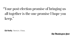 washingtonpost:   Ahead of the new president’s inauguration, we asked readers to offer him advice and share what they hope to see accomplished in his administration.   Read more here: Dear Mr. Trump: Here’s what readers hope to see from your presidency