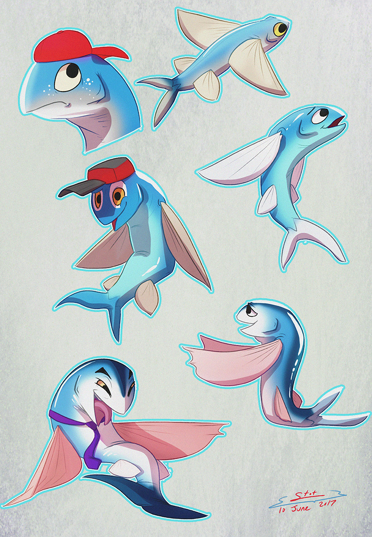 Stot Sketches — Some flying fish doodles. In the process of...