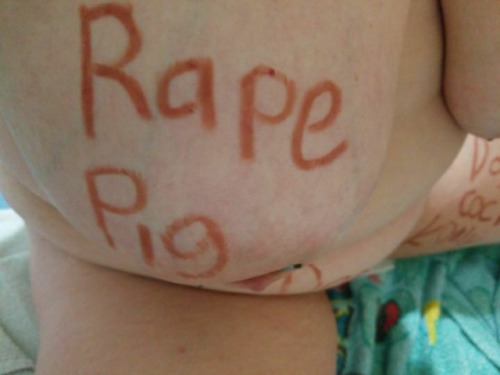 (D2W) FOLLOWER SUBMITTED ⛧ By: A FILTHY RAPE PIG WHORE (D2W) IF YOU LOVE BODY WRITING &amp; BE