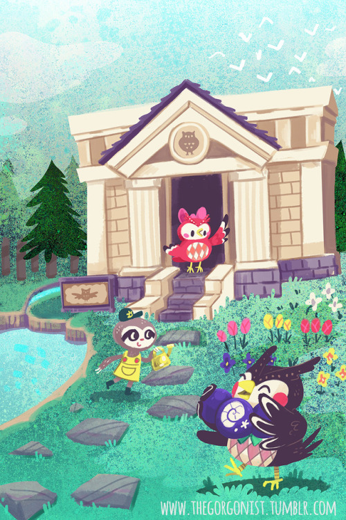 thegorgonist: animal crossing love letter from me continues with Blathers, Celeste and Leif at the m