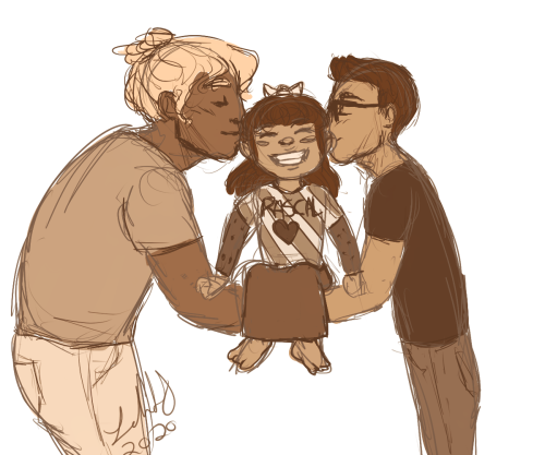 sumomosketches: thought i would draw some cute family kisses for day 7 of @ockissweek~this is my bak