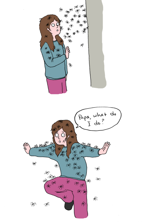 Alright, guys. My winter blues are almost over. Here’s a silly comic about creepy crawlies. 