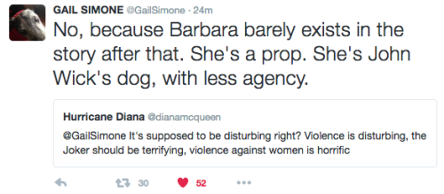 baeiaorgana: nerdinablender: Reason #456 I love @gailsimone Gail Simone vs Alan Moore’s T