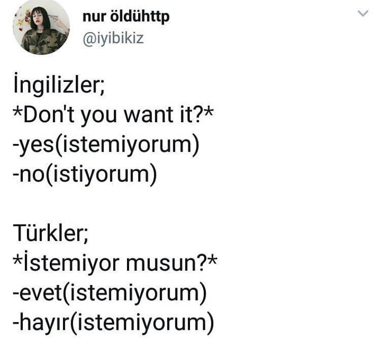 İngilizler:
Don't you want...