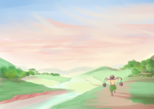 ehmeeyu: First pass at colour for the Ages of Arda Anthology! I’ll be painting the Shire.