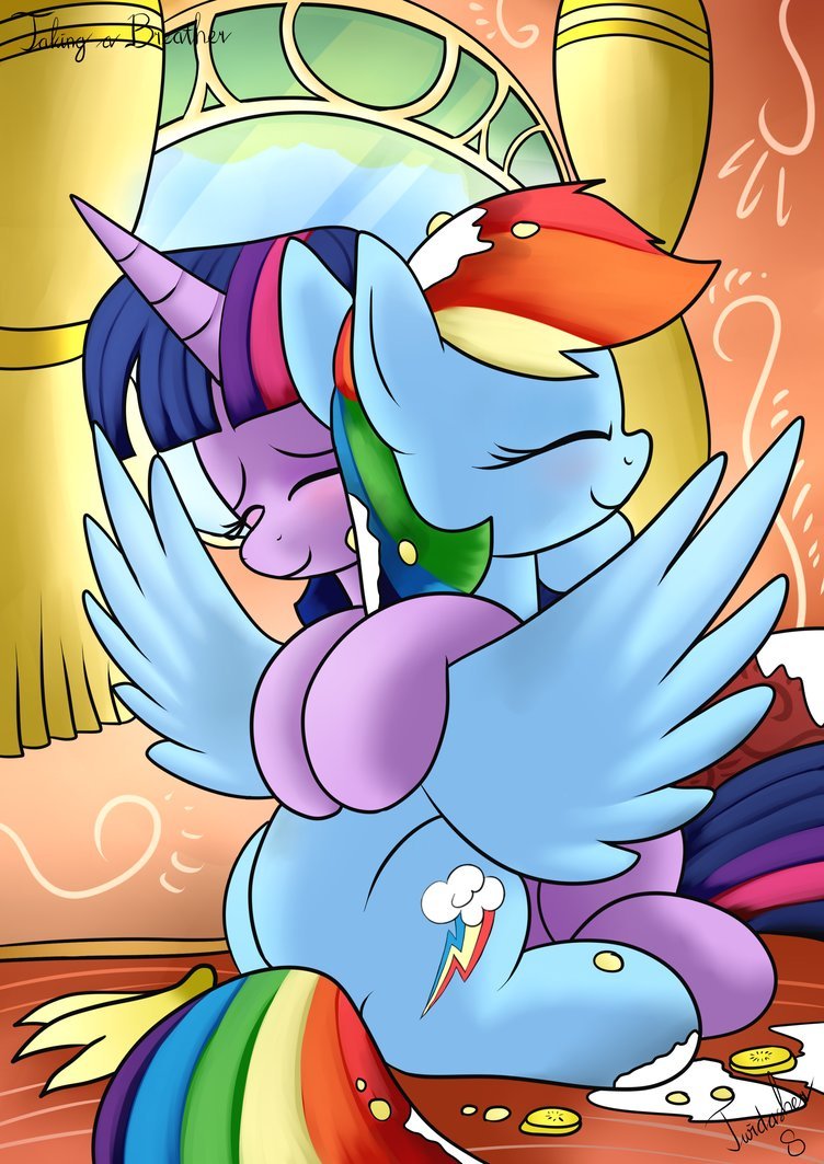 twidashlove: One breakfast accident later… Rainbow convinces Twilight to slow down