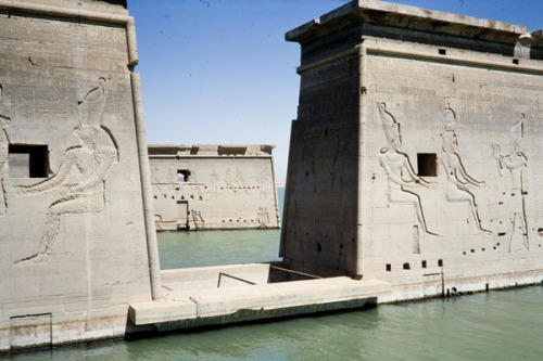 View Of The Philae Temple Complex, Partially-submerged In The Nile Flood Before 1968, Aswan.