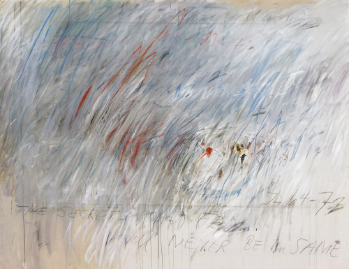 nearlya:  Cy Twombly.Untitled 1972. / Oil based house paint, wax crayon and lead pencil on canvas