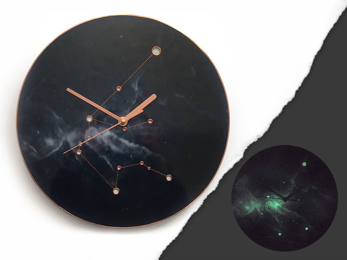 Glass Glow-in-the-Dark Constellation Clocks Light Up Your Zodiac ...