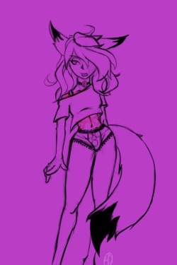 temixart:  mikalxaiver:@temixart Cool down sketch from last night…because I have a thing for the smol ones and her glow is adorable. Actually needed the practice with slim frames so this works aawwwhh! I love her panties and crop top! Thank you Kal!