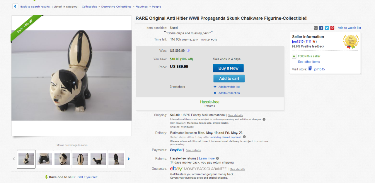i just went to ebay and search &ldquo;spotted skunk&rdquo; to see if they