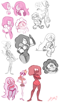 redblooper:  Assorted Steven Universe sketches. I would’ve posted these earlier, but I got preoccupied with other things and forgot. Woops! P.S, I made a custom sketch brush on Sai and I LOVE IT! 