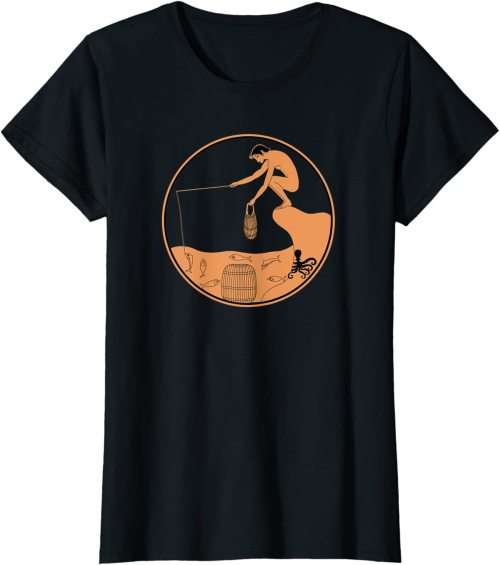  Our t-shirt design “An octopus hiding from a fisherman” is now in stocks on the Amazon 