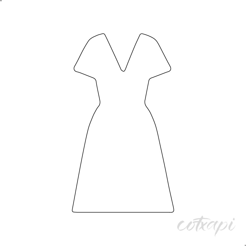 Girl Woman Ladies Dress Design Fashion Clothing Icon Set in Vector Dress Illustration Outline Art