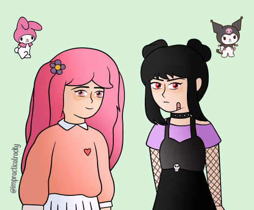 kuromi + my melody but human version! 