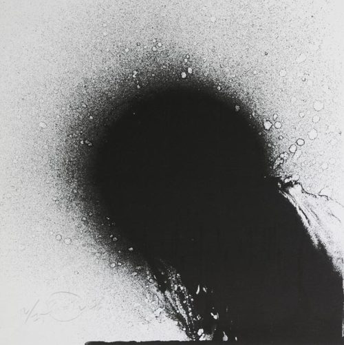 socialclaustrophobia:  Otto Piene (German, 1928 – 2014), Kleiner Jupiter (schwarz auf silber), 1976. Serigraph, sheet: 300 × 300 mm. via istmos 