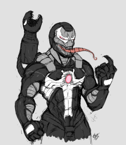 /Co/ Drawthread Last Night.  They Asked For A Venom And War Machine Fusion.