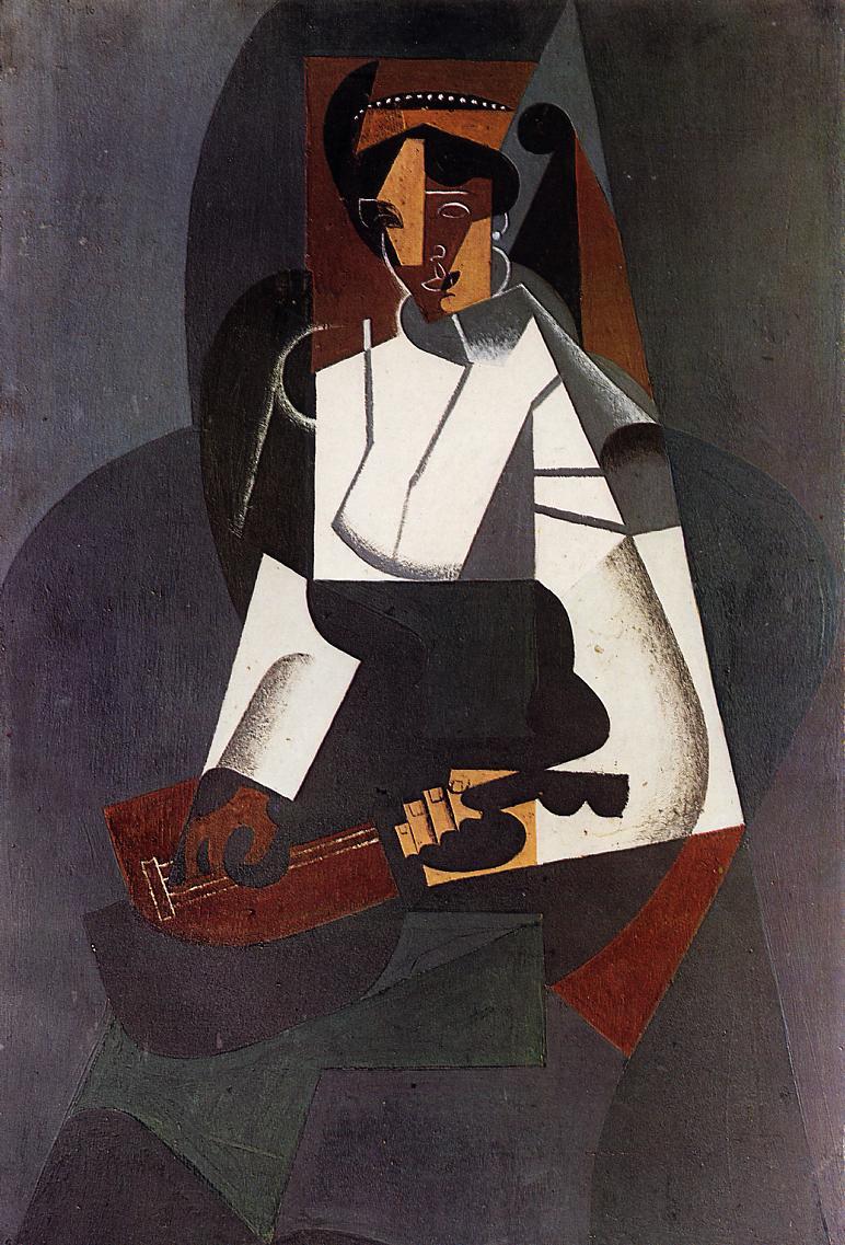 artist-gris: Woman with a Mandolin (after Corot), Juan Gris Medium: oil,board 
