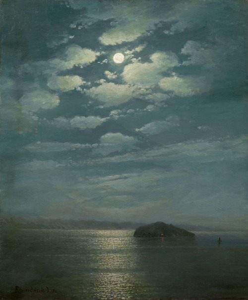 dreaminginthedeepsouth:huariqueje:Lake Sevan by Night  -   Gevorg Bashinjaghian ,1910. Armenian, 185