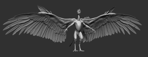 progress! Mostly finished the main part of the wings. Still need tertials and some extra shoulder fl