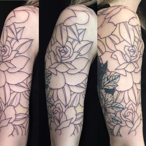 John Denver and rose tattoos. Thanks Vero! Done @tatouageelectricave … #rosetattoo #tattoo #b