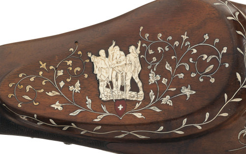 Custom Swiss engraved K. Zimmerman .22 caliber target rifle, late 19th century.