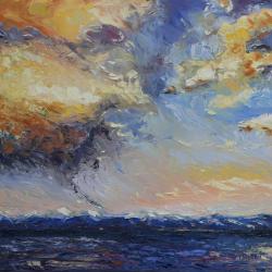 huariqueje:    Evening Thunderclouds over the Strait of Georgia  -    Terrill Welch  2012 Canadian Oil on canvas 20in × 20in    