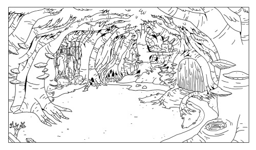 skronked:  here are some BGs i drew for the Adventure time episode Flute Spell.  i think the final bgs got changed a bit from these versions.  -a   selected background layouts from Flute SpellBG designer - Andy Ristaino