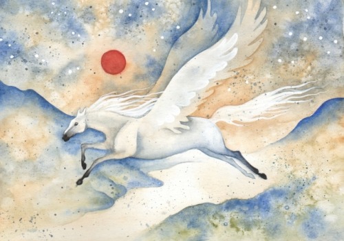 Pegasus - Watercolors on paper (A5)For sale : 40€ each + shipping. If interested please contact me a