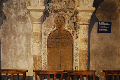 sixpenceee:The Skeleton located at the Norwich Cathedral. This is dedicated to Thomas Gooding. He as