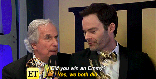jaimelennister:Bill Hader Crashes Henry Winkler’s Backstage Interview